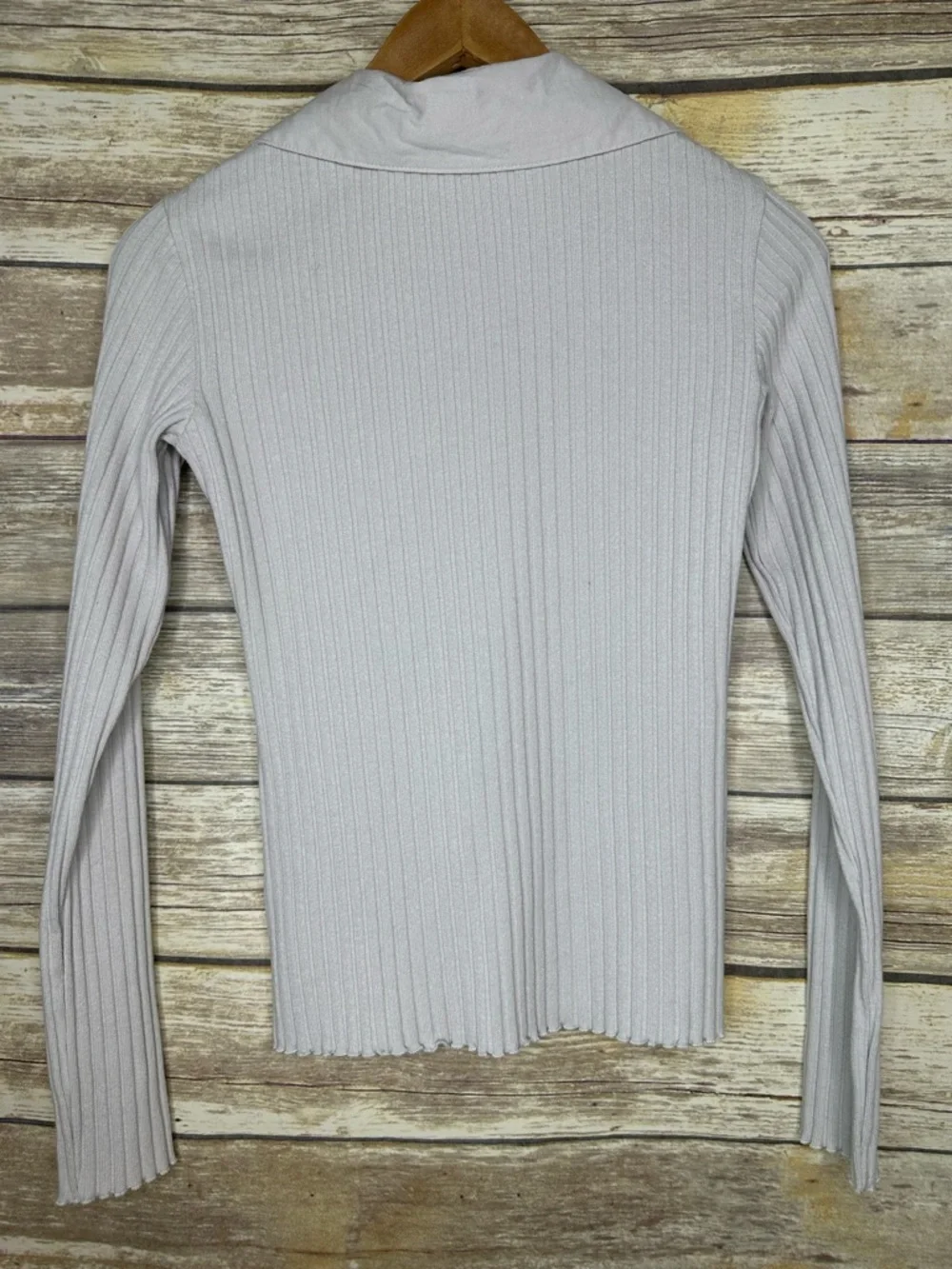 Vince XS ribbed polo Cardigan grey green ribbed button up